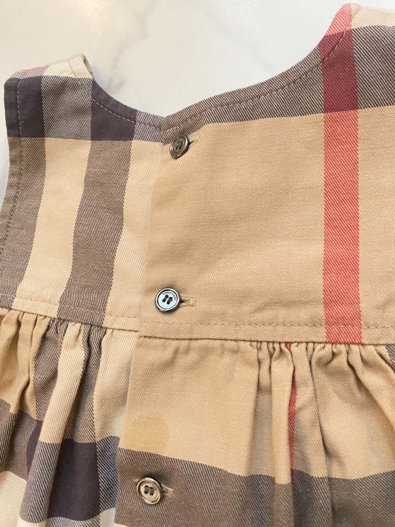 超美品本物バーバリーBurberry上質コットン混ノースリーブワンピース☆