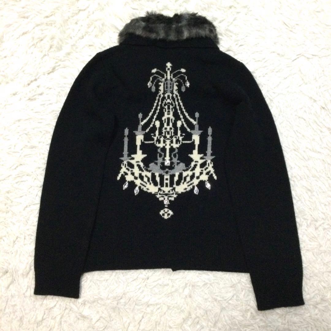 【希少】美品★ピンクハウス ファー襟トナカイ ビジュー ニットカーディガン