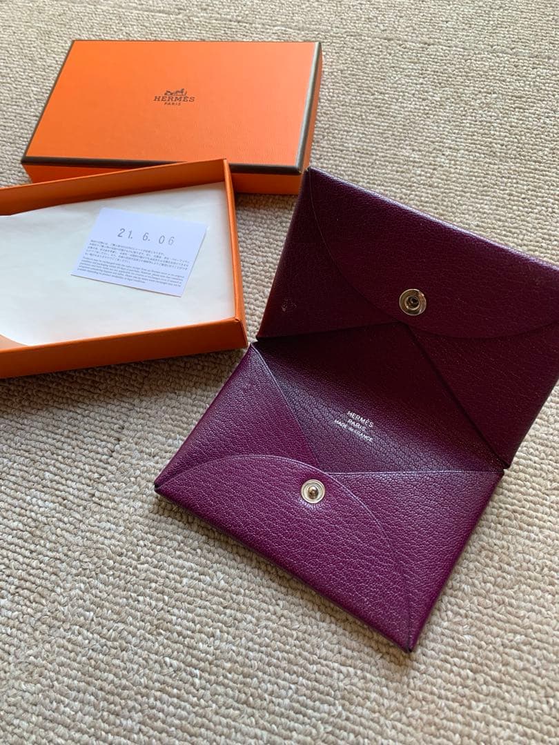 HERMES パープル 名刺入れ　カルヴィ
