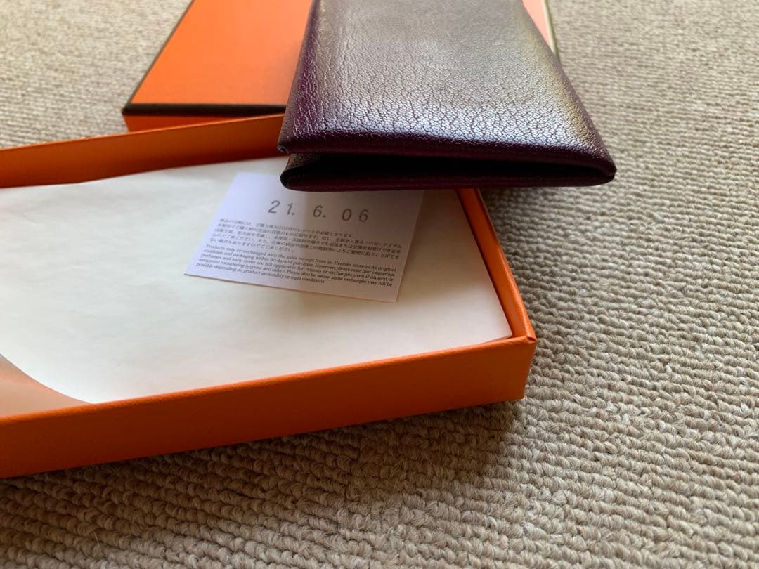 HERMES パープル 名刺入れ　カルヴィ
