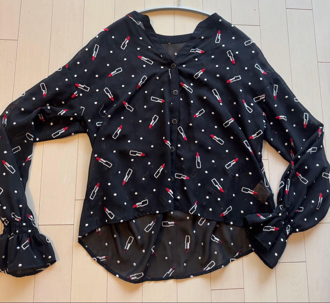 ダイアグラム リップ柄 シフォンブラウス グレースコンチネンタル