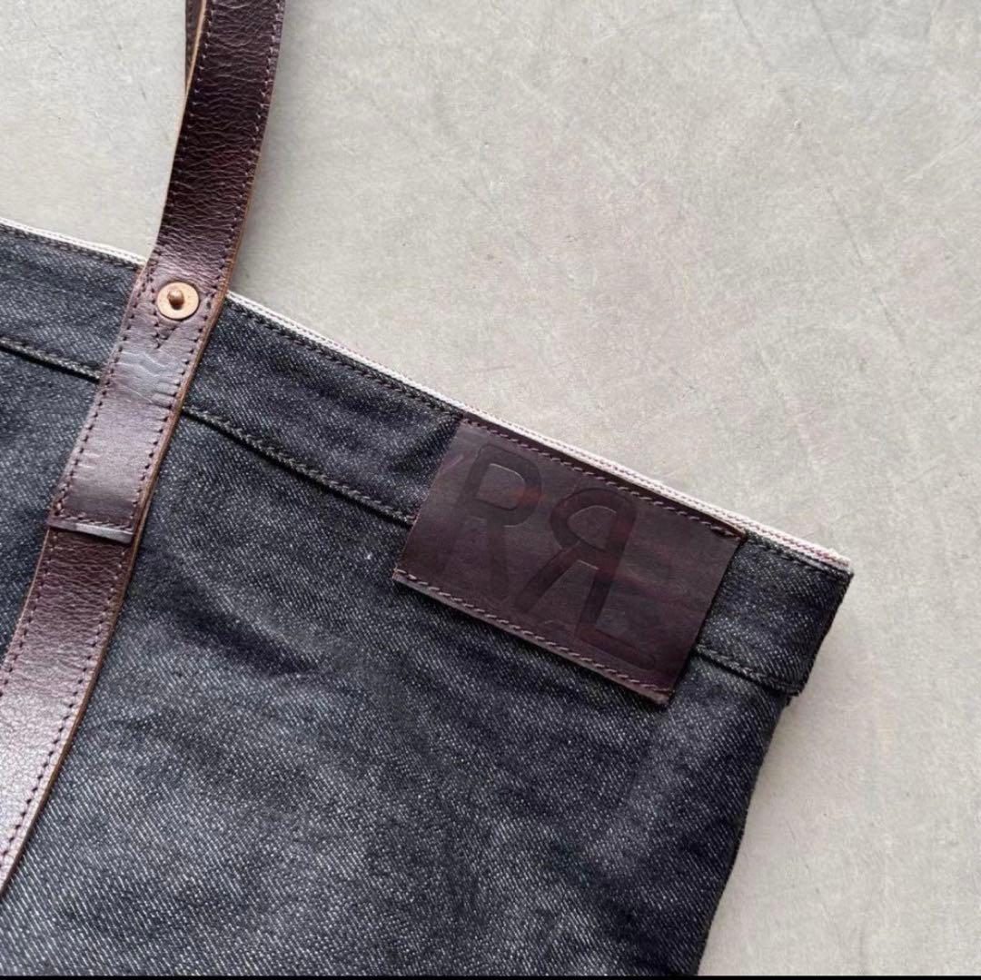 RRL 肩掛け ブラック デニム トートバッグ