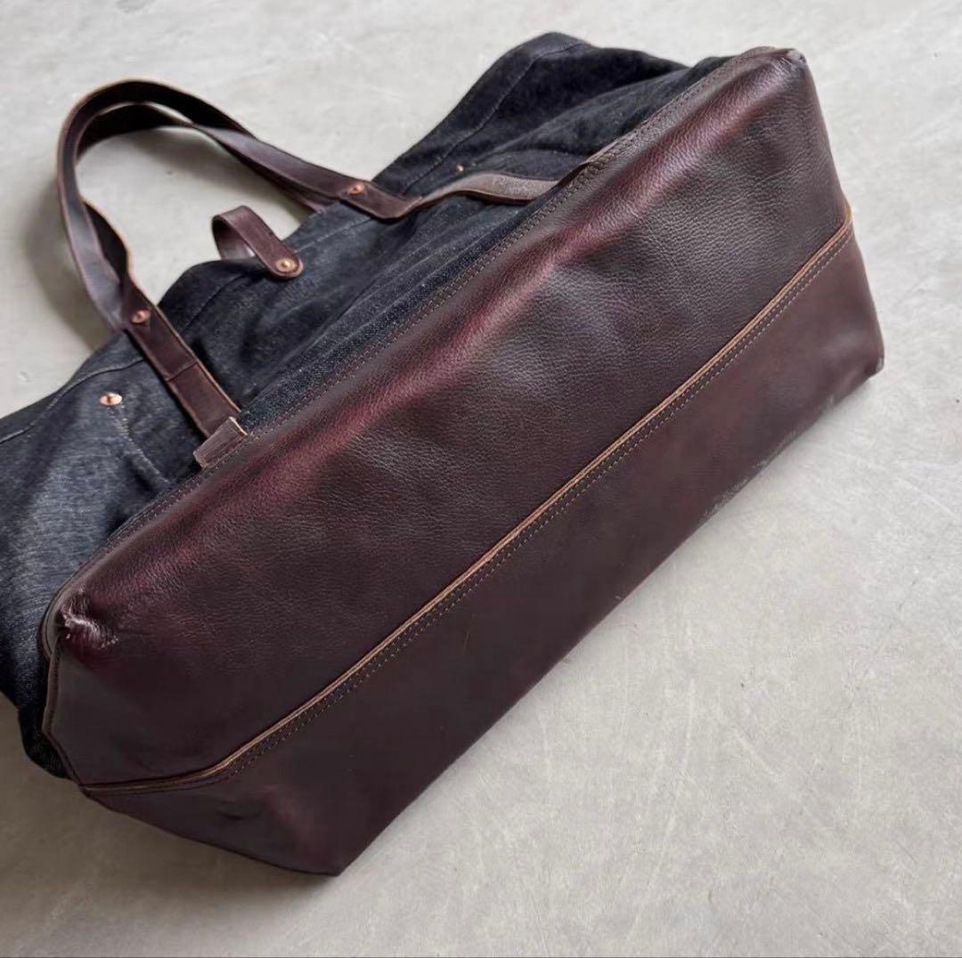 RRL 肩掛け ブラック デニム トートバッグ