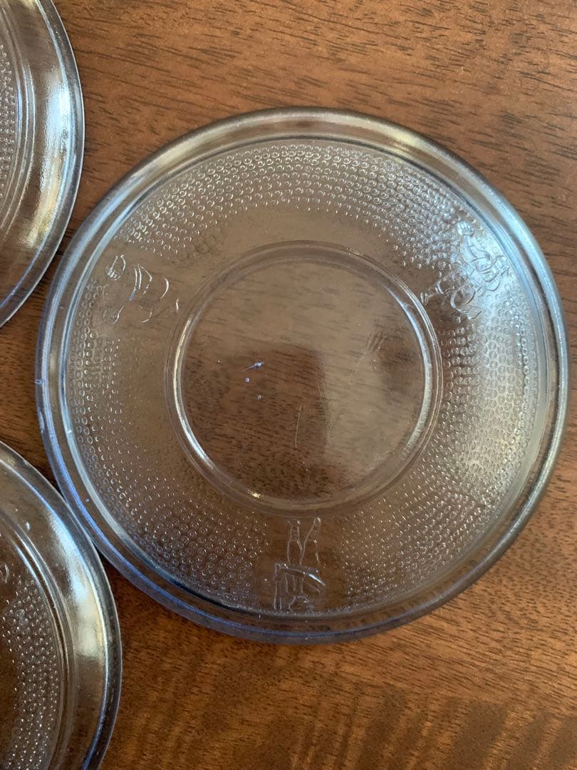 古いプレスガラス　野球柄　5枚セット