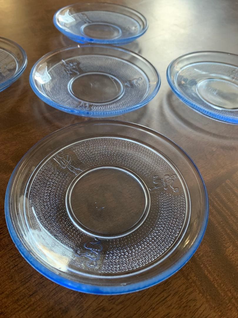 古いプレスガラス　野球柄　5枚セット