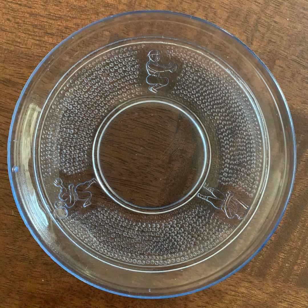 古いプレスガラス　野球柄　5枚セット