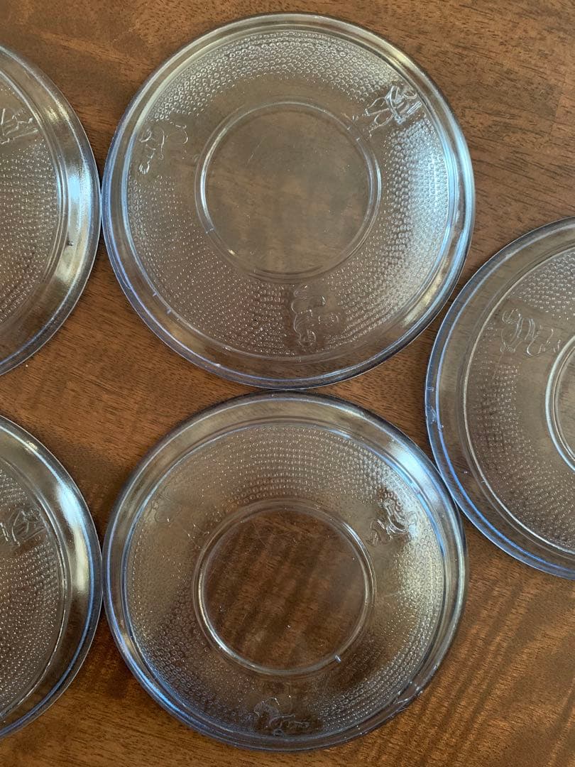 古いプレスガラス　野球柄　5枚セット