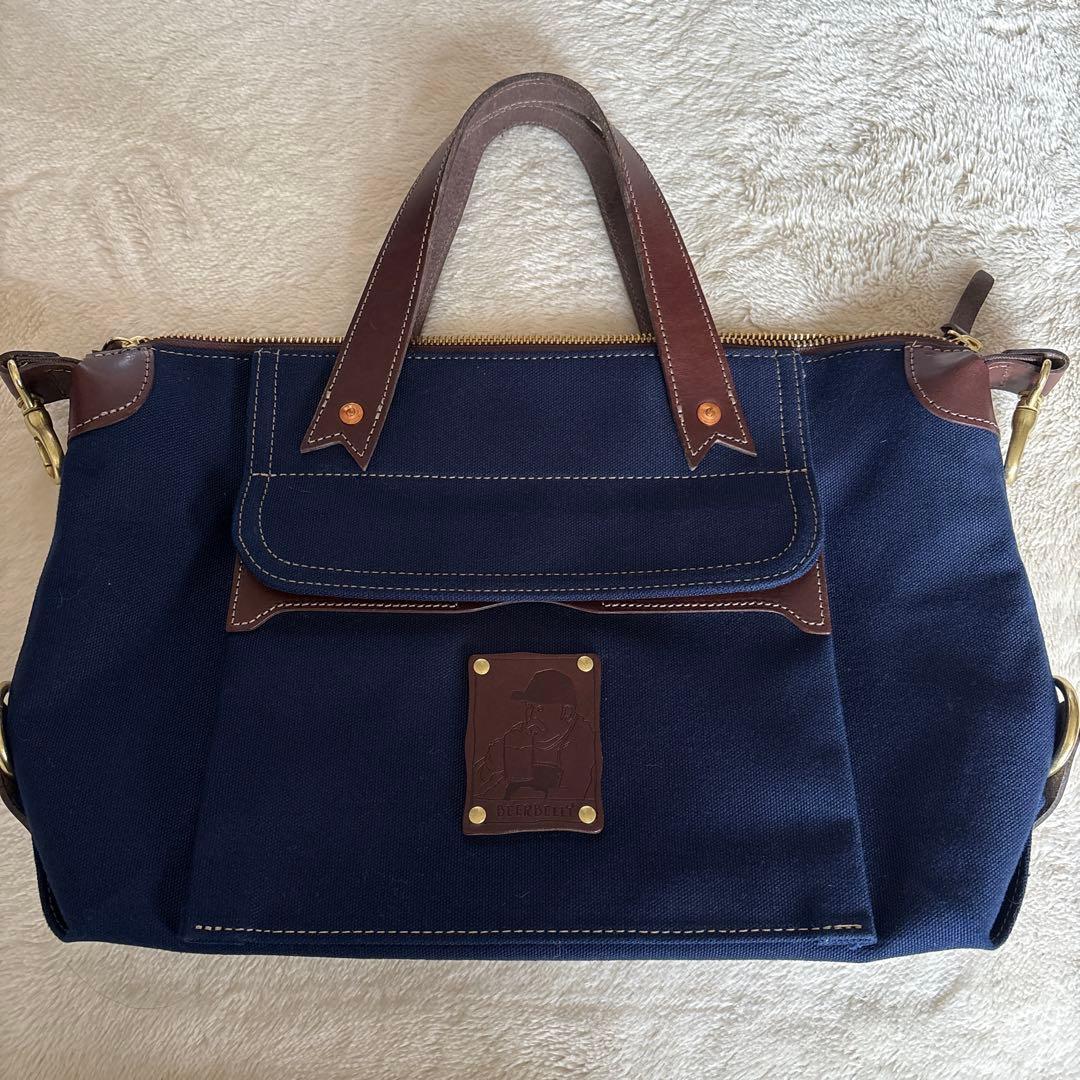 BEERBELLY ビアベリー 2WAY トートバッグ キャンバス×本革