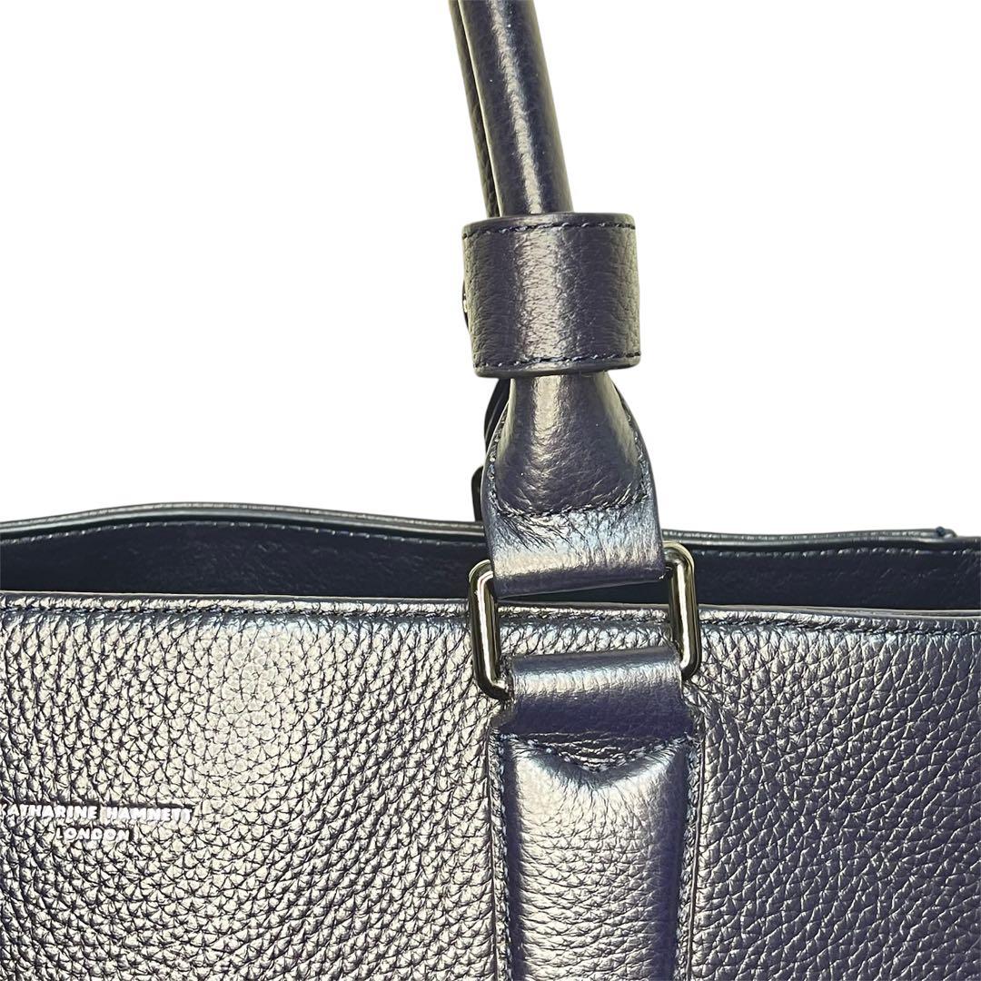 キャサリンハムネット シボ革 トート ビジネスバッグ 大容量 A4可