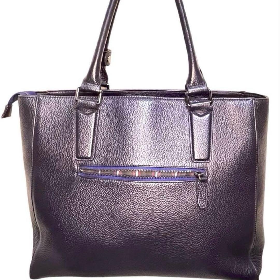 キャサリンハムネット シボ革 トート ビジネスバッグ 大容量 A4可