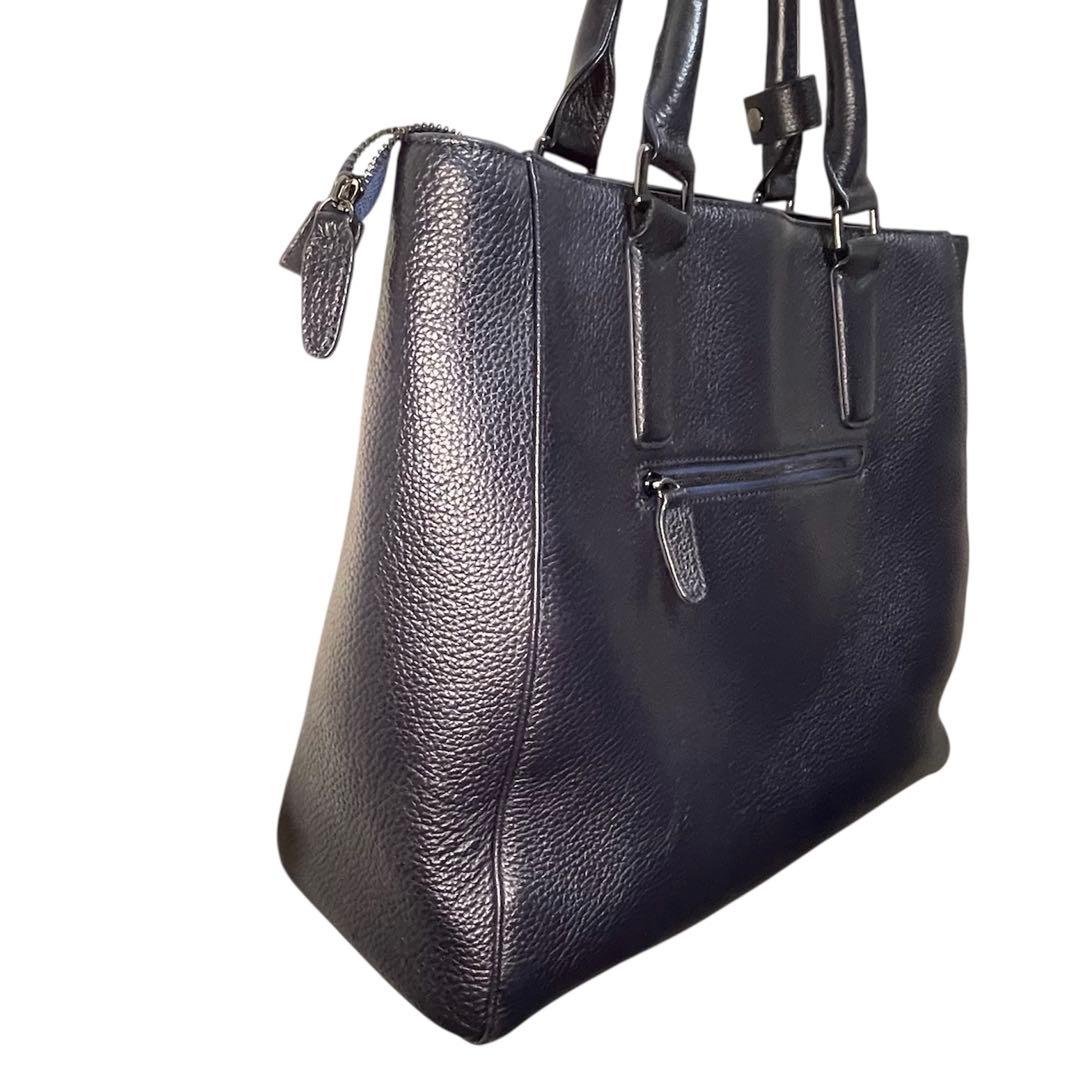 キャサリンハムネット シボ革 トート ビジネスバッグ 大容量 A4可