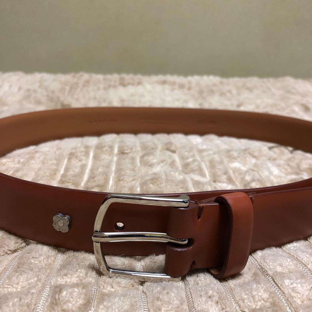 ラルディーニLARDINI本革レザーベルト フラワーピン付/ブラウン85cm