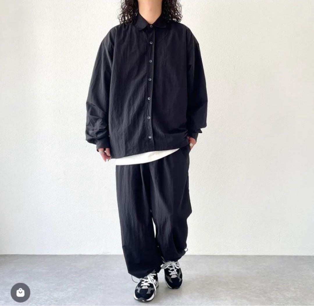 natto ルーズシルエットナイロンシャツセットアップ＜Free ＞黒