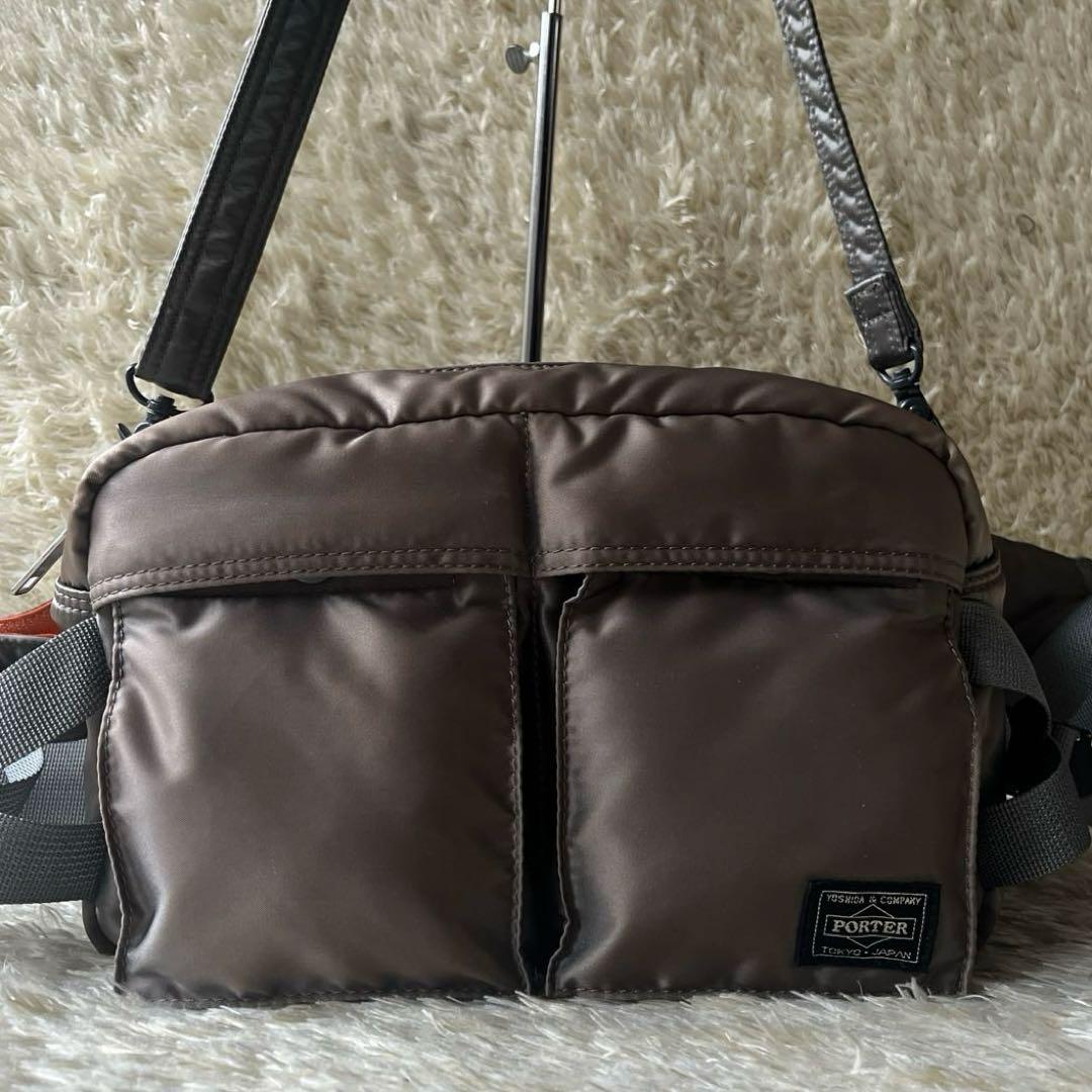 【極美品・色変化あり】ポーター タンカー シルバー　2way ウエストポーチ