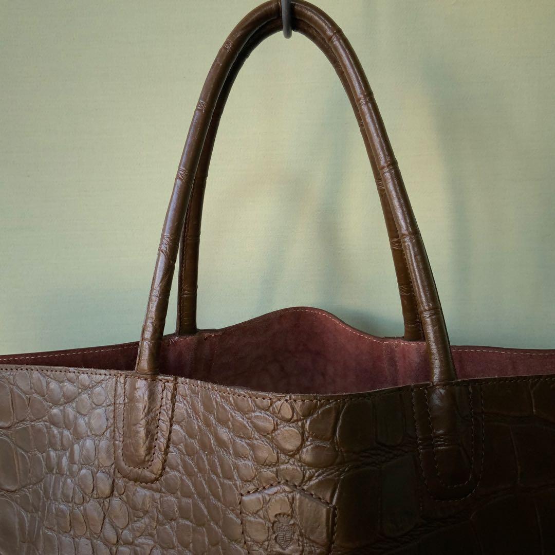 Felisi フェリージ クロコ型押し レザートート ブラウン 大容量 美品