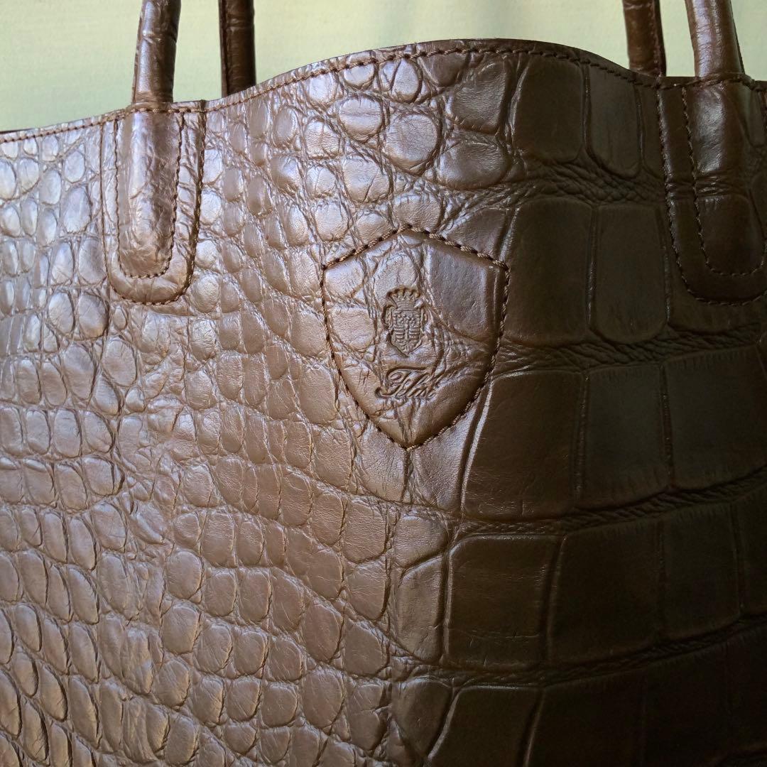 Felisi フェリージ クロコ型押し レザートート ブラウン 大容量 美品