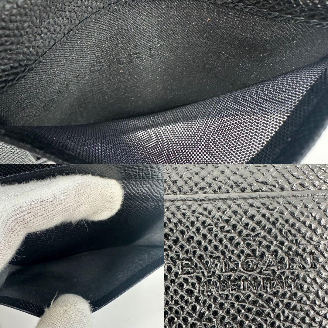 美品✨ブルガリ　名刺入れ　カードケース　定期入れ　黒　ロゴ刻印　フラップ