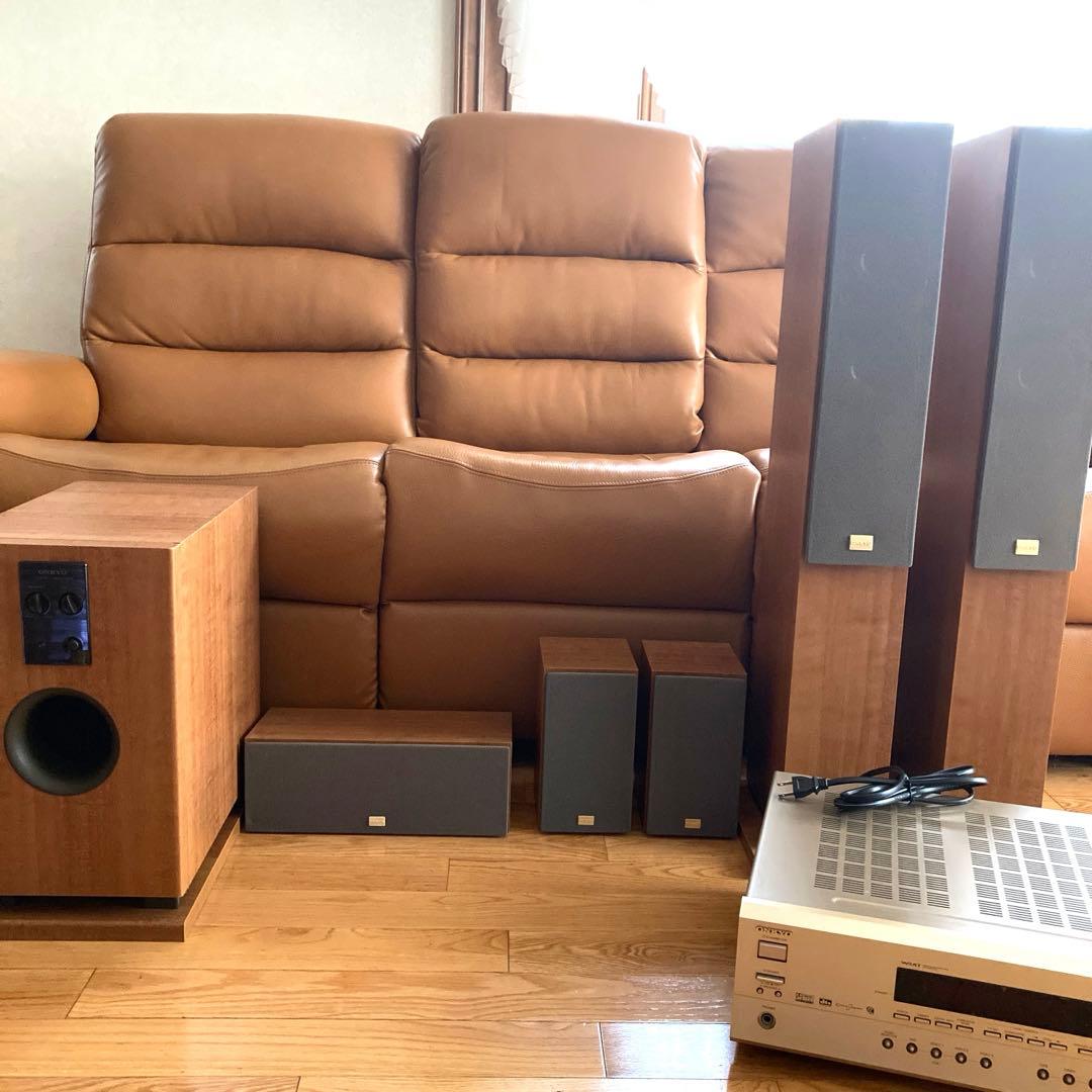 ホームシアターに！ONKYO AVアンプ＋5.1ch 木目調スピーカーセット