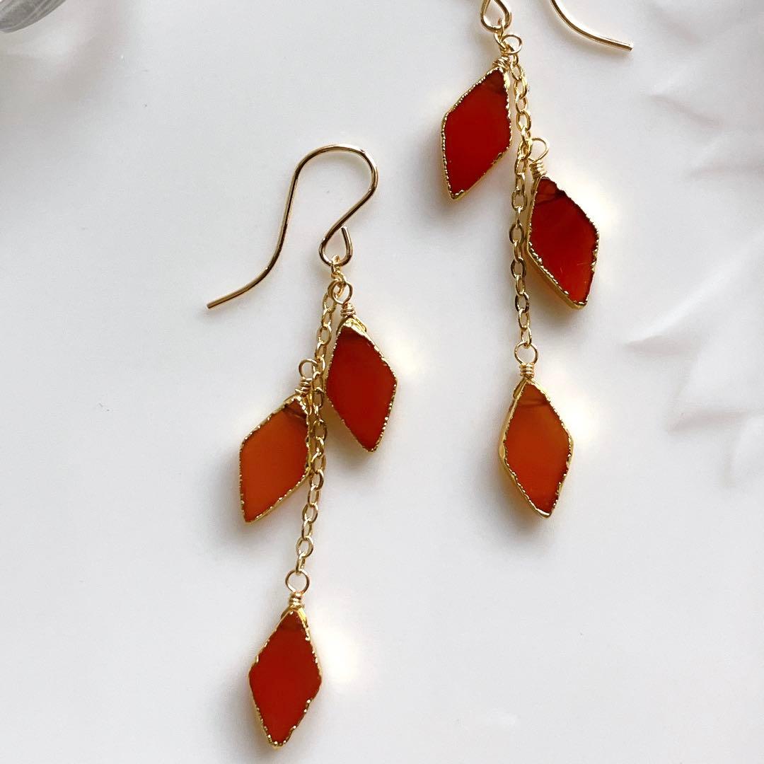 あさみ◆一点物✧カーネリアンピアス✧14kgf