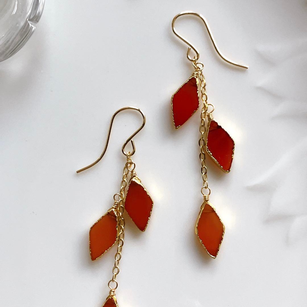 あさみ◆一点物✧カーネリアンピアス✧14kgf