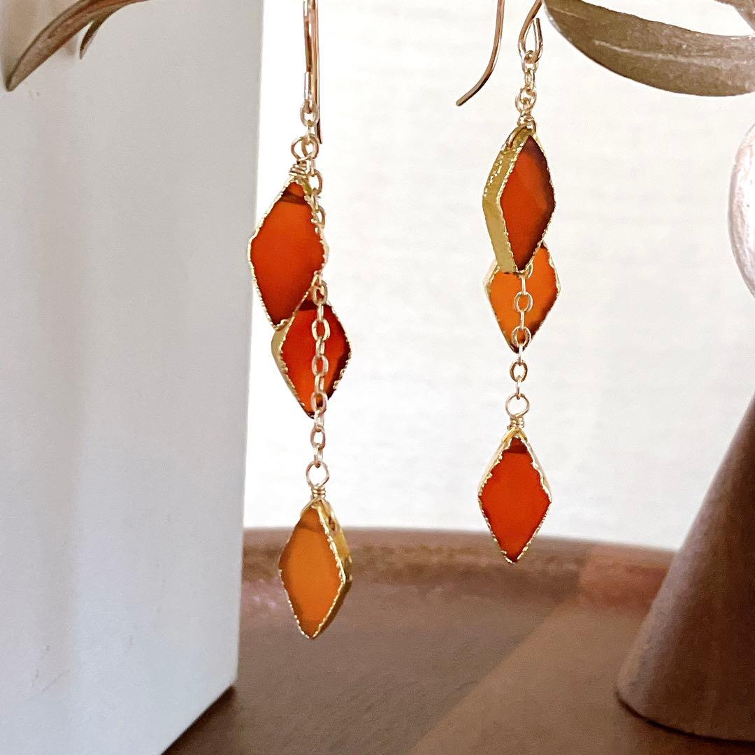 あさみ◆一点物✧カーネリアンピアス✧14kgf