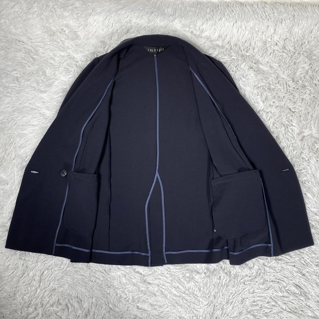 インディヴィ2023SSこなれセットアップ　スーツ　ダブル　ウォッシャブル　UV