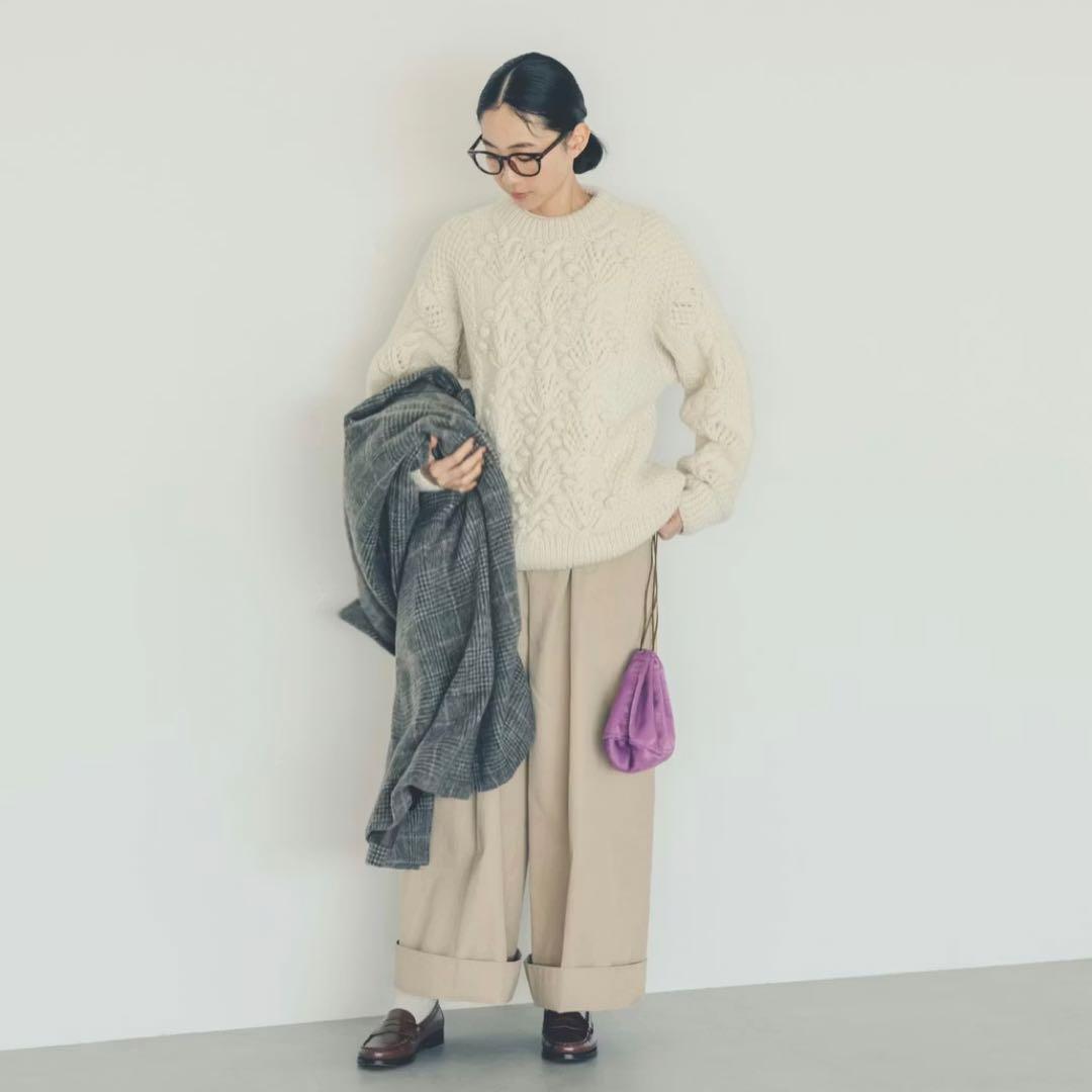 北欧、暮らしの道具店 /yuni /ユニ/植物柄のハンドニット