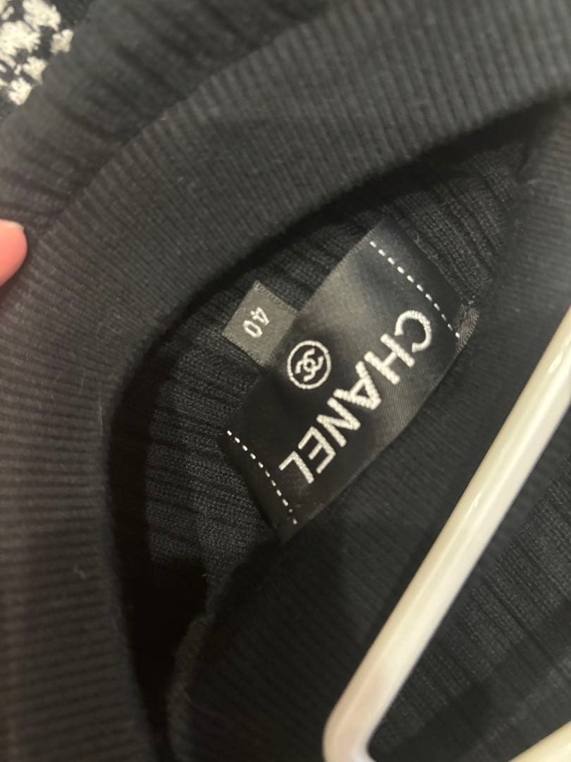 飾り紛失　シャネル ココマーク ロゴ 半袖ニット コットンニット ブラック 40