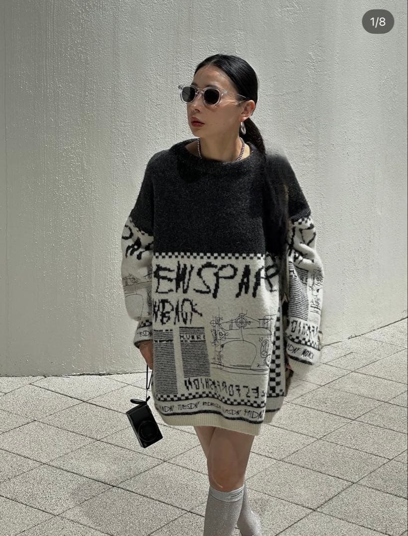 トップス NEWS PAPER JACQUARED KNIT TOP Ameri