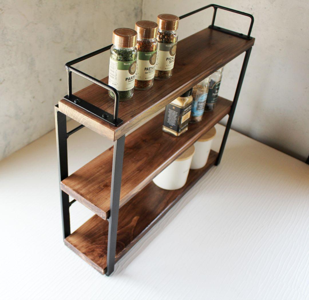 SHIba！アイアン3段スパイスラック・調味料棚