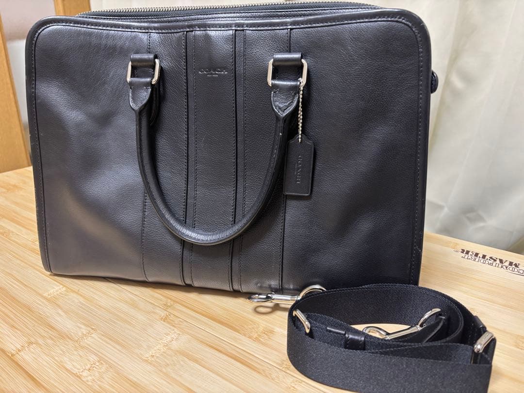 Coach レザー 2wayブリーフケース ビジネスバッグ 黒