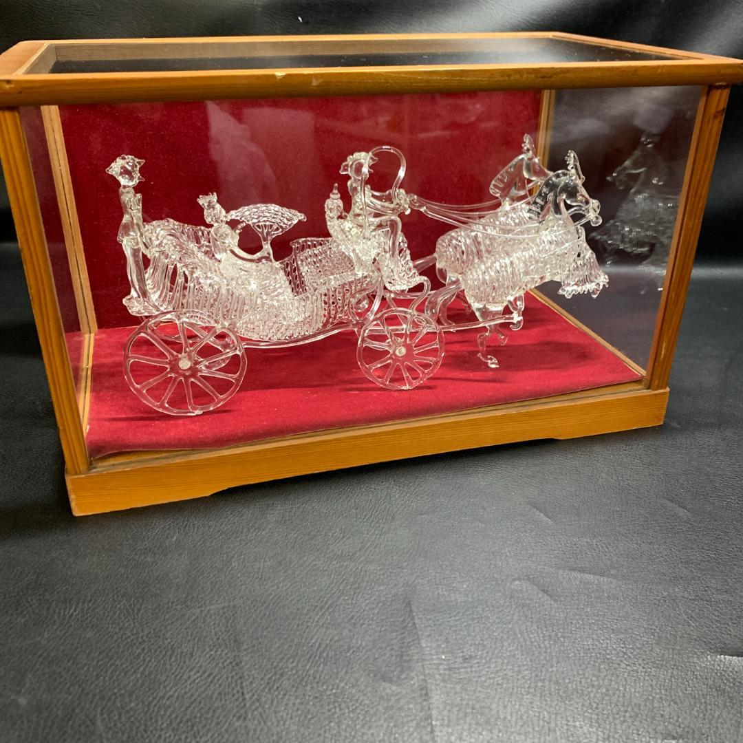 細密ガラス細工　馬車　インテリア　昭和レトロ