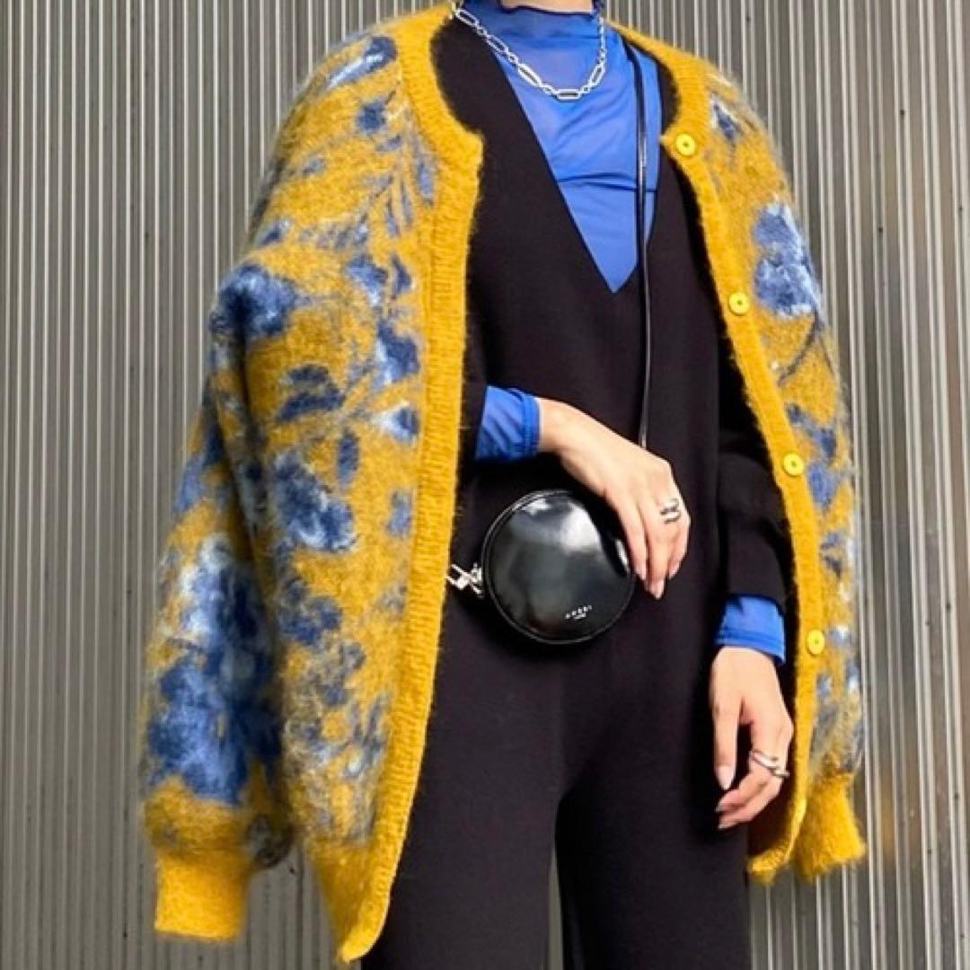 Ameri vintage 花柄ニット カーディガン