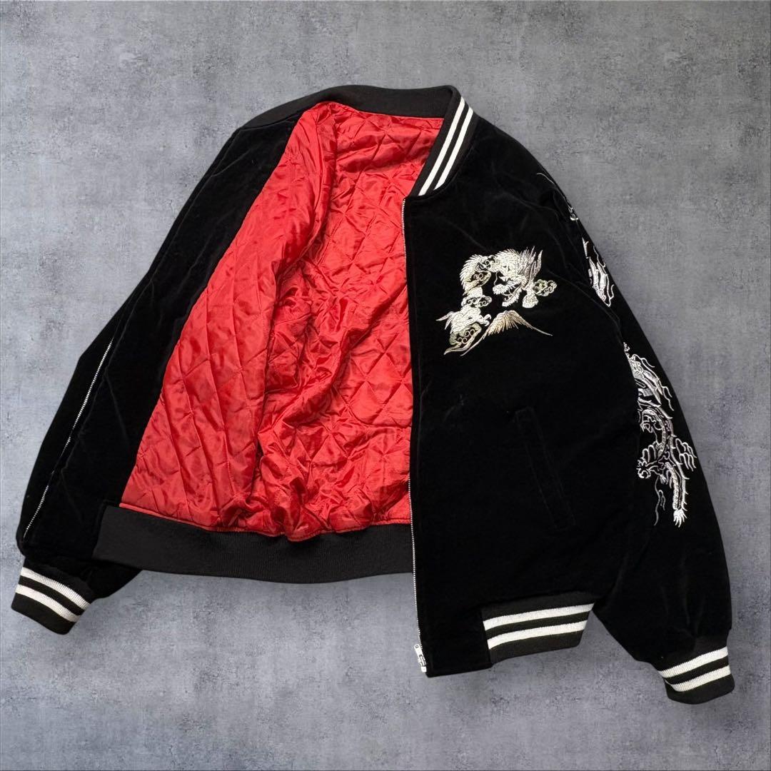 スカジャン 別珍 2XL 龍 富士山 刺繍 BTS SUGA 着用デザイン 黒