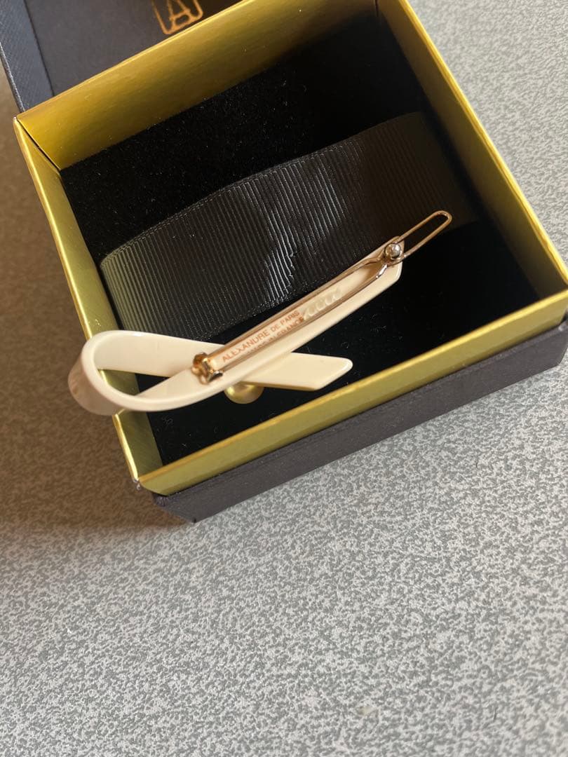 アレクサンドルドゥパリ　ヘアピン　パール　ホワイト　リボン