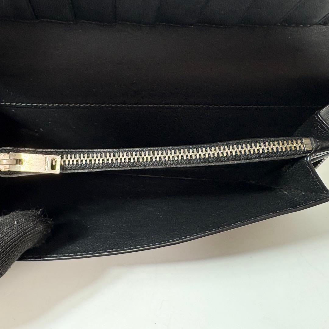 サンローラン　クロコ型押し　長財布　オーガナイザー　ブラック　美品