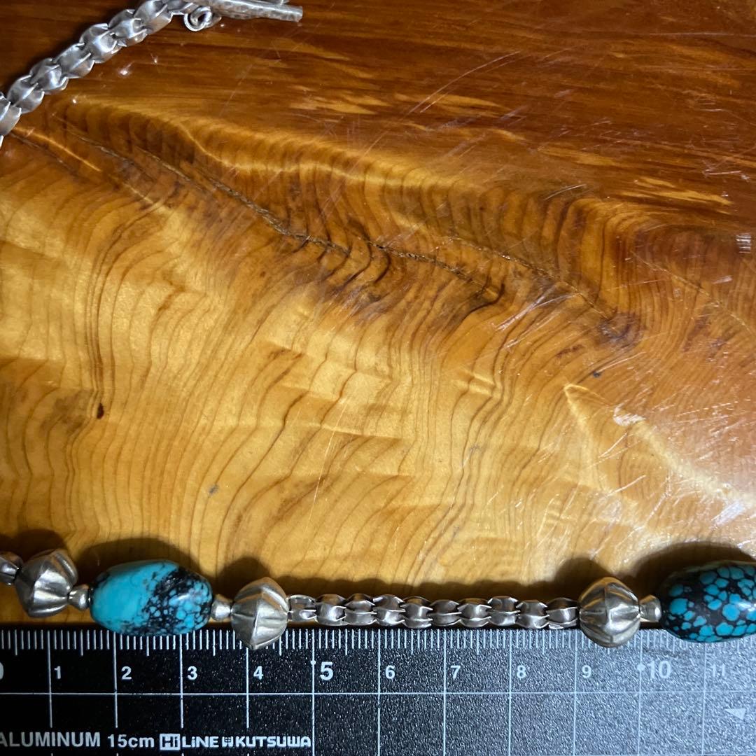 ケラ様御専用　天然ターコイズとカレンシルバーネックレス，ブレスレット2点