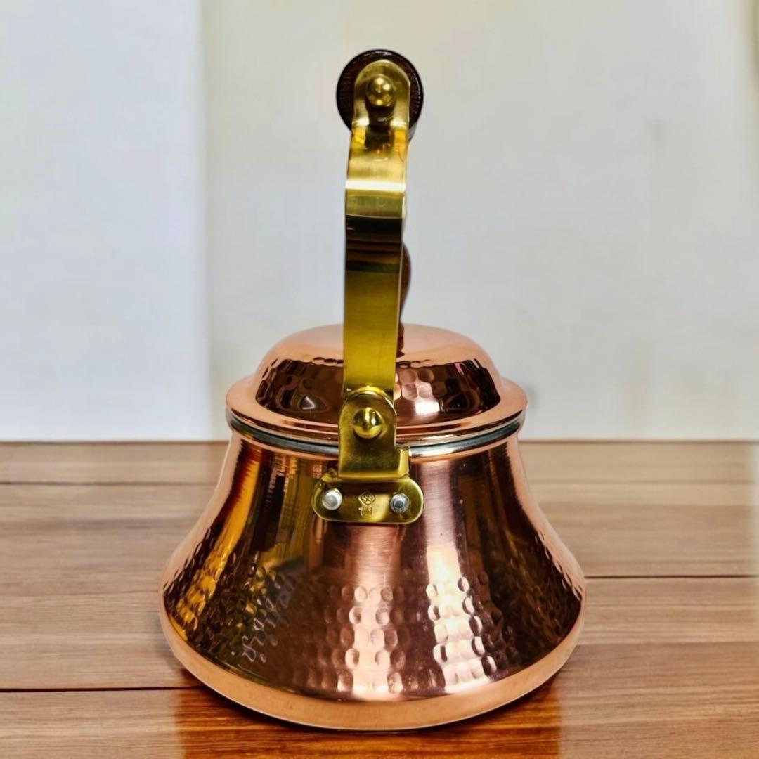 未使用品 島本製作所 鎚目仕上げ 純銅製 ベルケトル 薬缶 レトロ 1.6ℓ