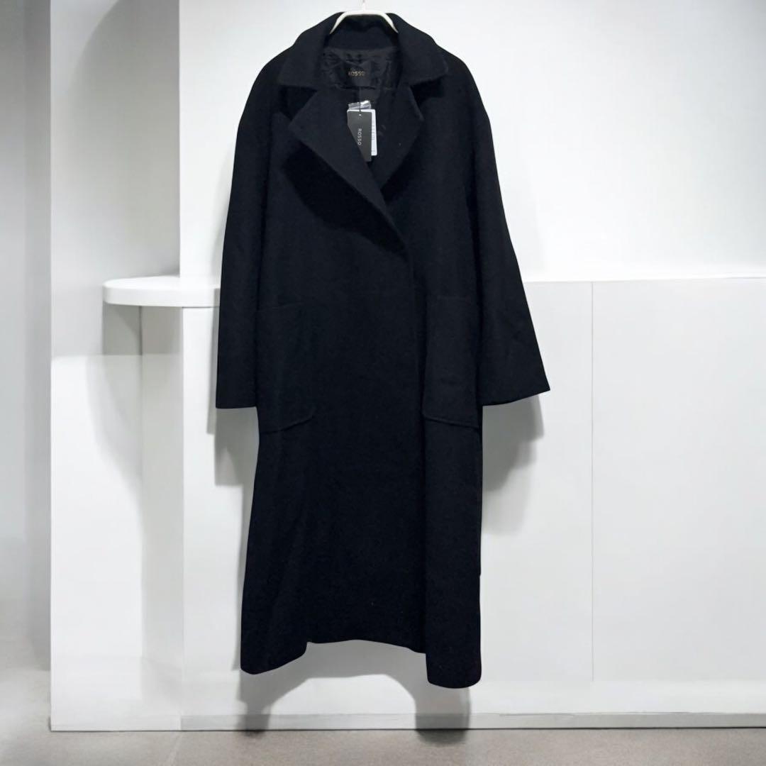 新品 タグ付き ROSSO ブラック カシミヤ混 チェスターコート