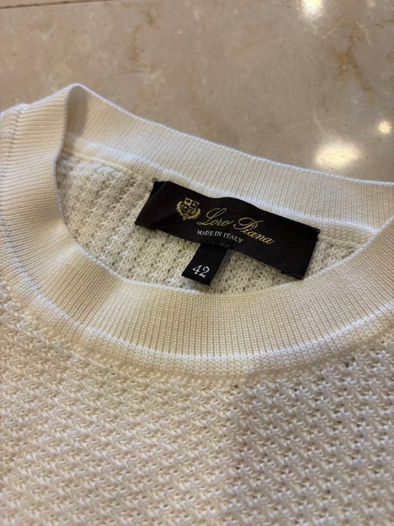 LOLO PIANAシルク55%コットン45%ホワイト セーター サイズ42