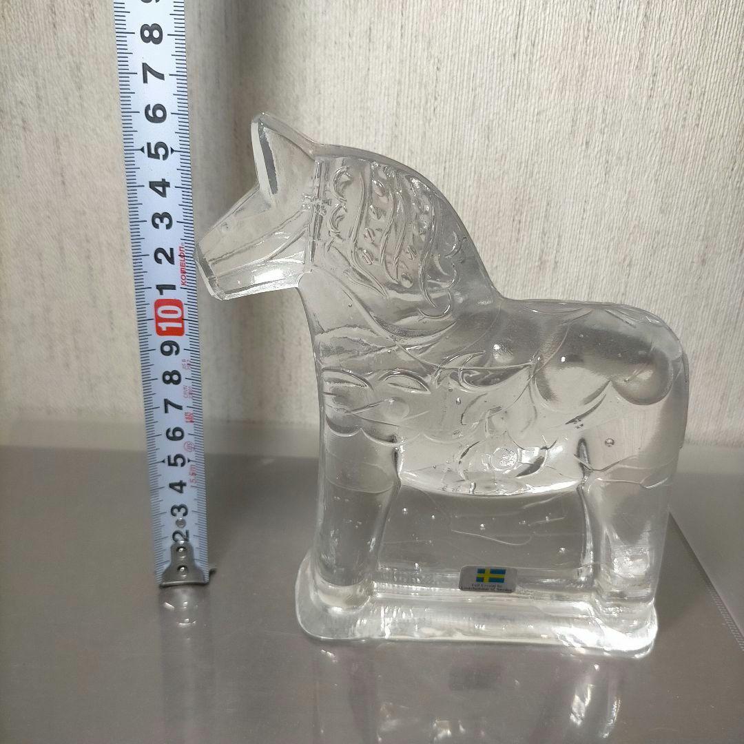 ひなすけ スウェーデン製 クリアガラス馬のオブジェ