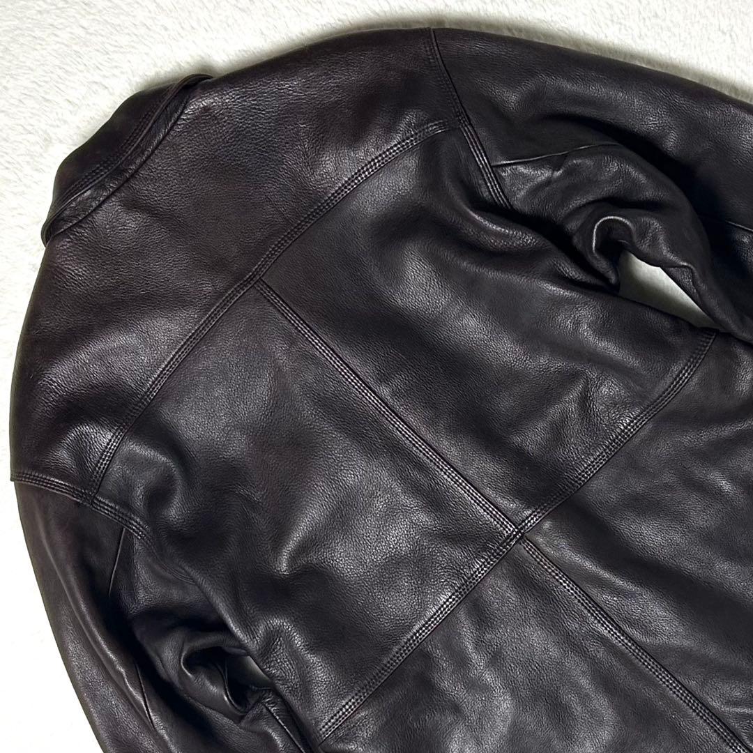 希少✨ ディアスキン レザーコート ヴィンテージ ダークブラウン