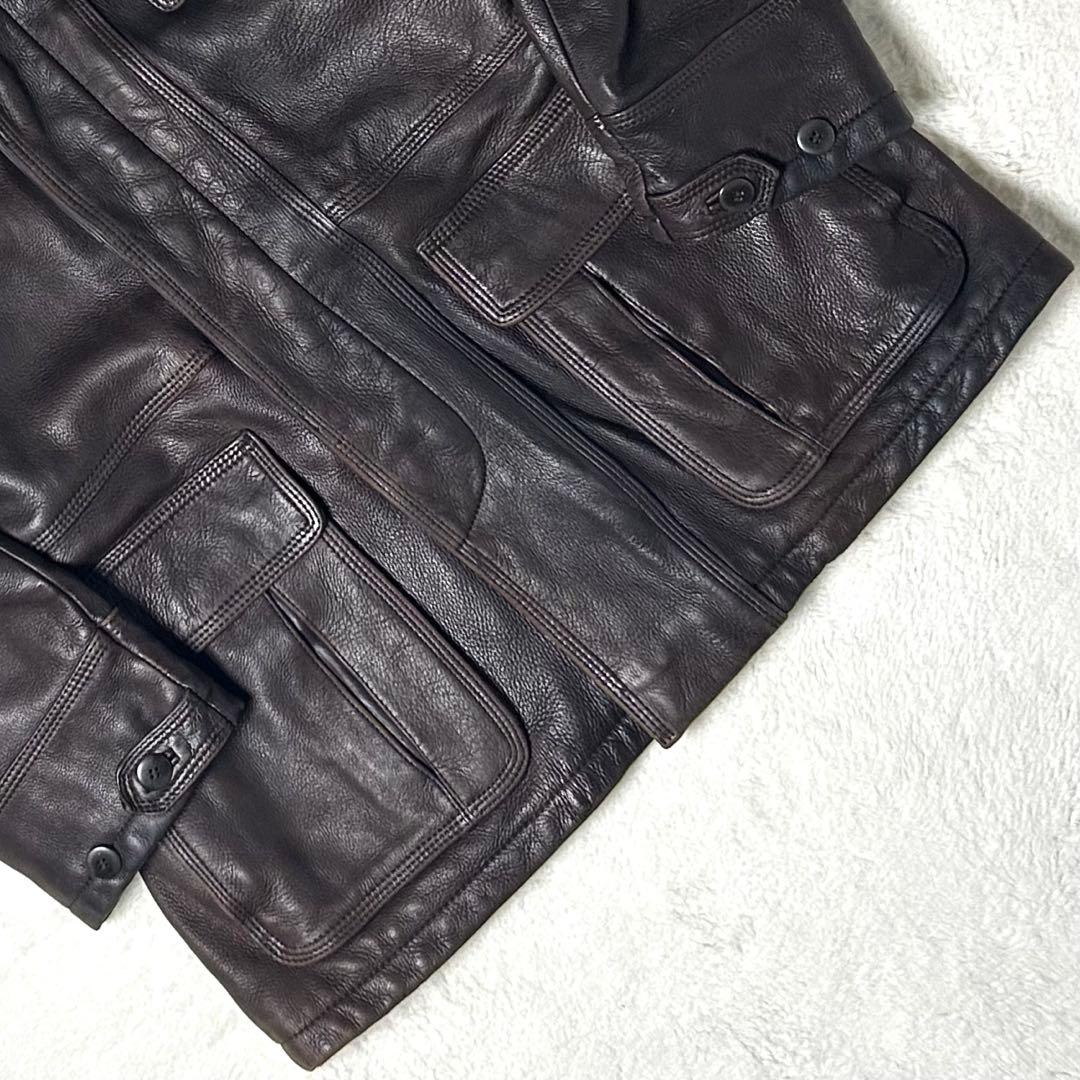 希少✨ ディアスキン レザーコート ヴィンテージ ダークブラウン