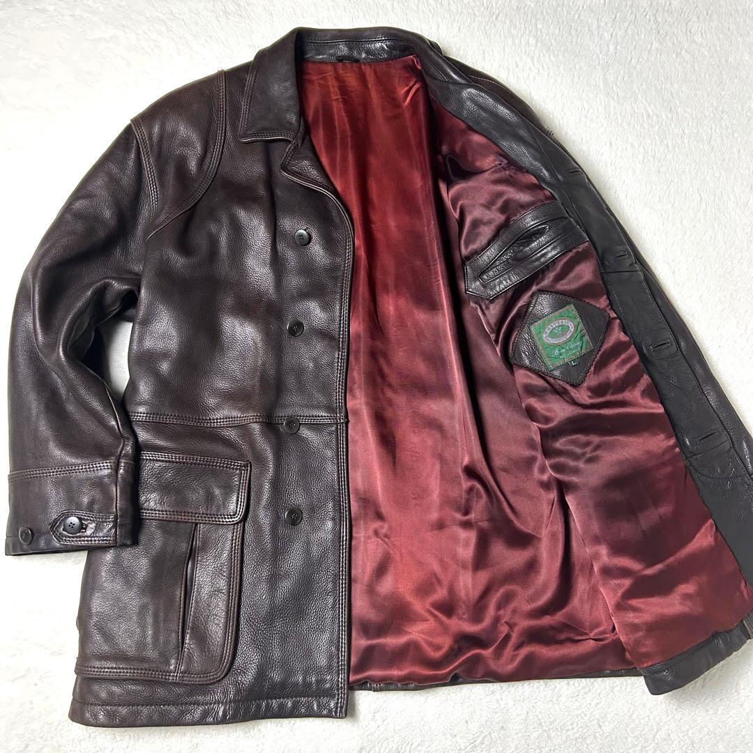 希少✨ ディアスキン レザーコート ヴィンテージ ダークブラウン