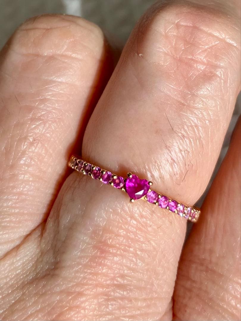 ネ*コ様 1月3日までの出品です＊ソ付＊K18PGルビー＆ピンクサファイアリング