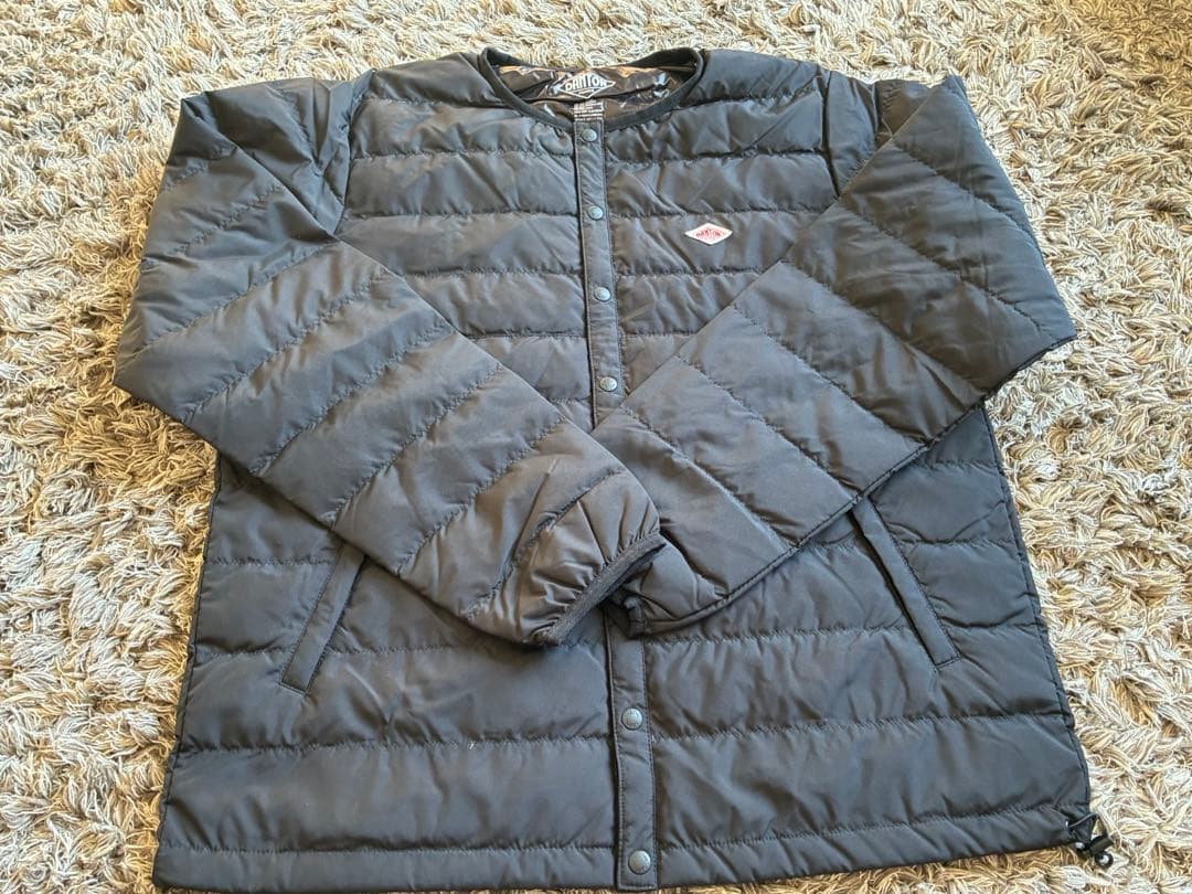 DANTON ナイロンタフタ ノーカラーインナーダウンジャケット