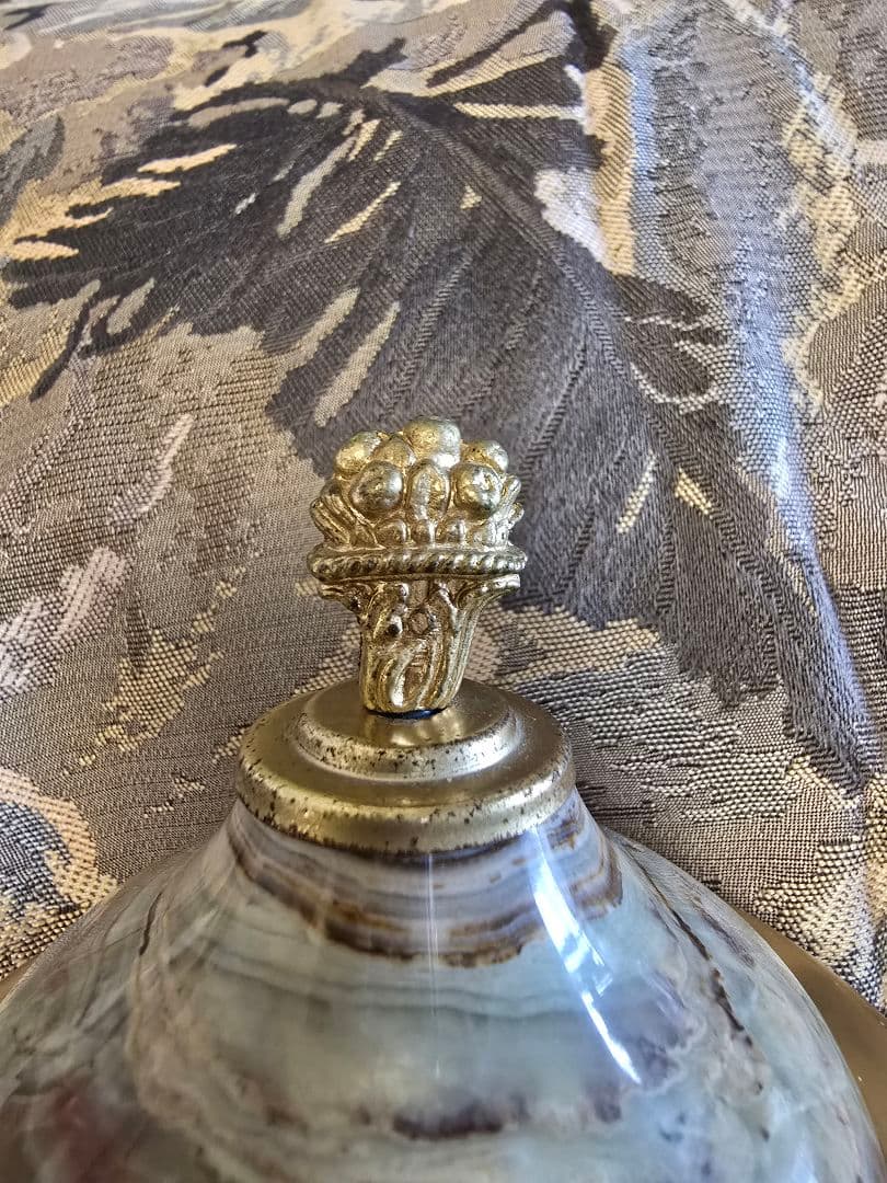 金箔・大理石　REUGE製オルゴール　バレエダンスフィギュア付き大理石装飾品