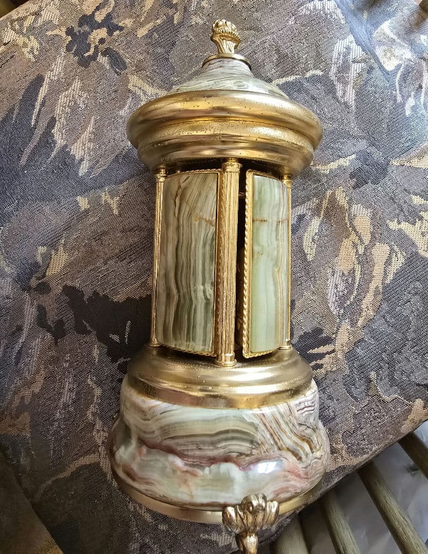 金箔・大理石　REUGE製オルゴール　バレエダンスフィギュア付き大理石装飾品