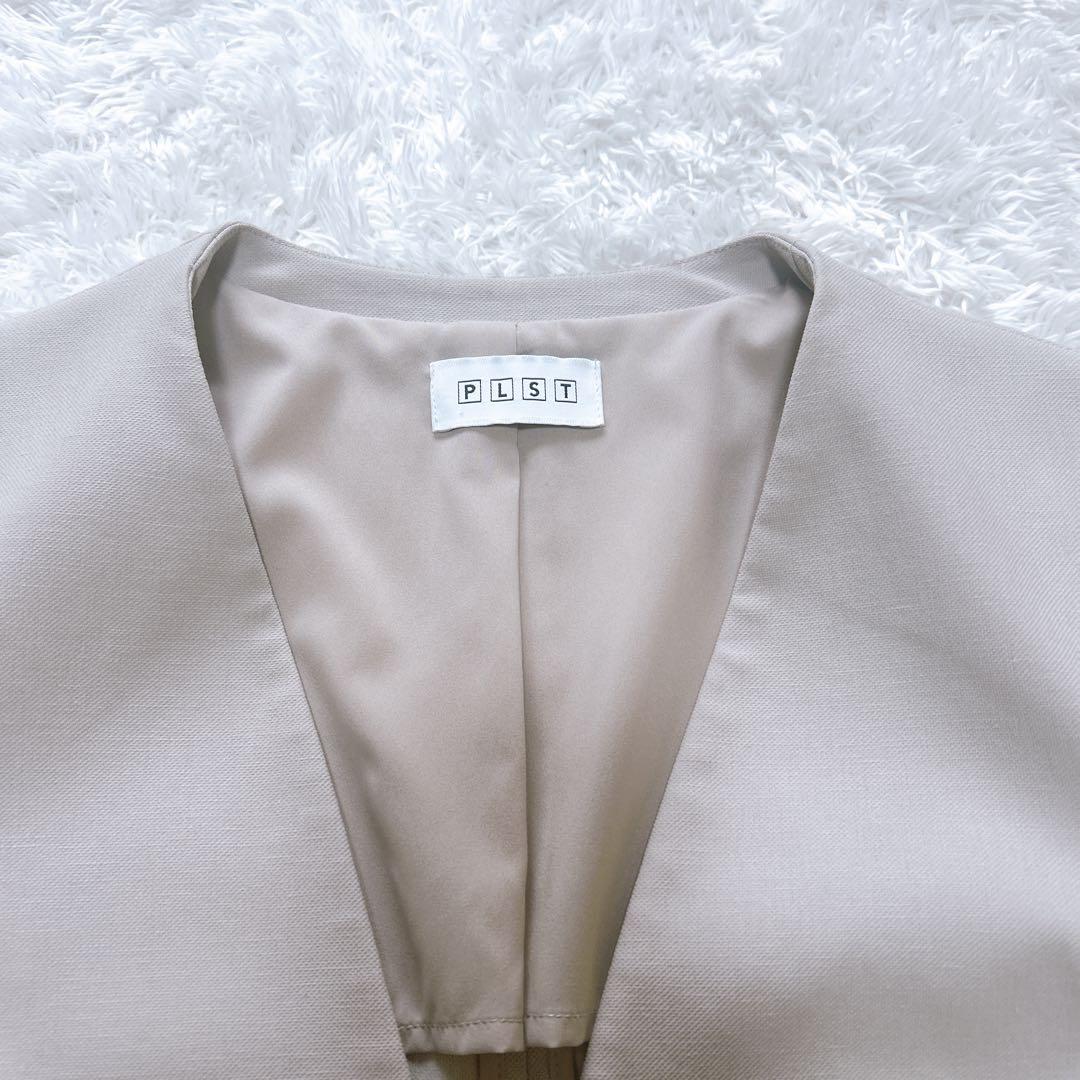 PLST プラステ セットアップ　パンツスーツ　ウォッシャブル　ベージュ Ｌ