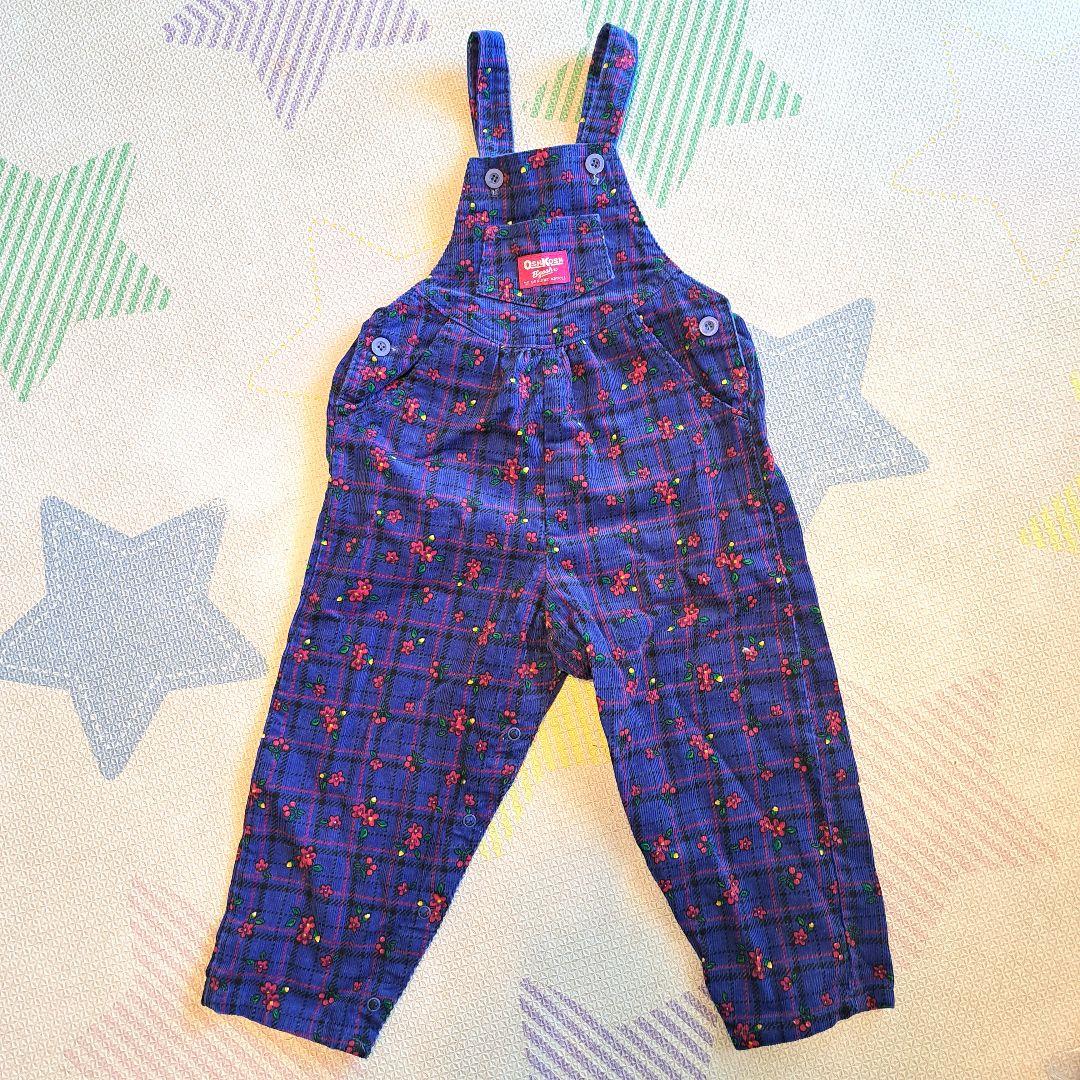 OshKosh オシュコシュ　花柄サロペット 紫　パープル　コーデュロイ